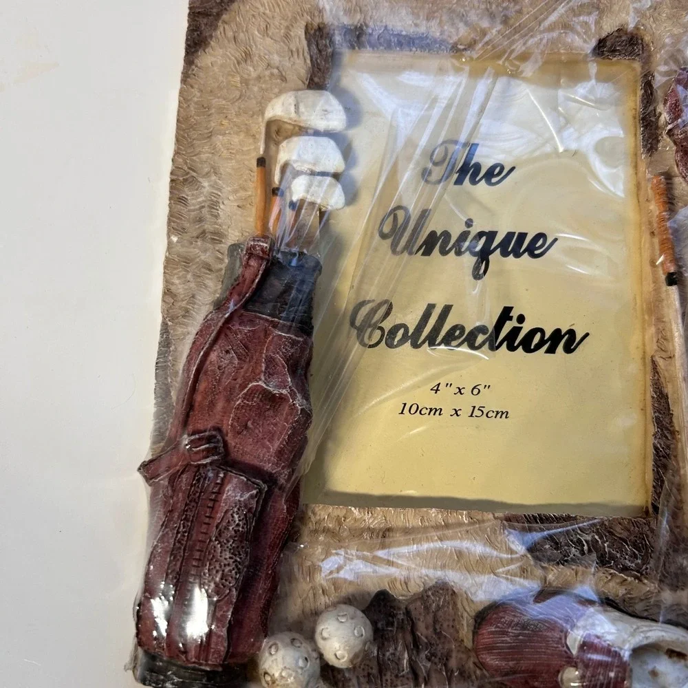 Golf Photo Frame Unique Collection 4x6 Picture Holder Red Bag Clubs Shoes VTG